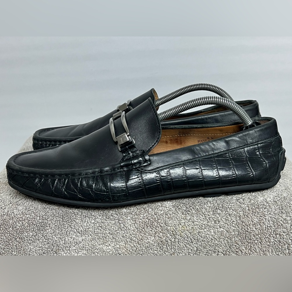 Black Leather Loafers with Buckle Detail